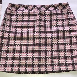 Loft- pink and brown wool blend skirt